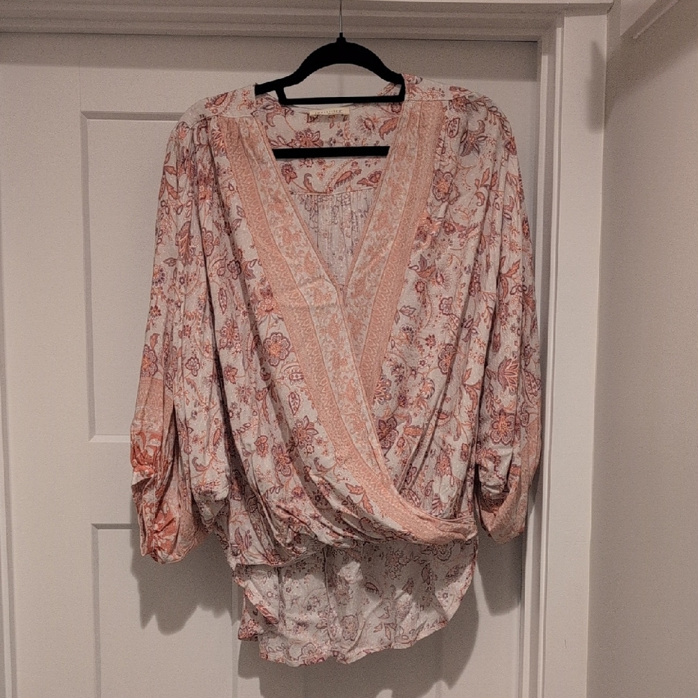 Lovestitch Pink Wrap Blouse 3/4 Sleeve